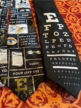 Vintage Optometrist Eye Chart Lot Of 2 Neck Tie Men's